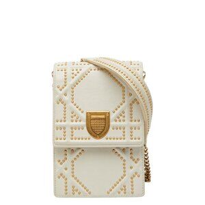 CHRISTIAN DIOR White Leather Shoulder Bag